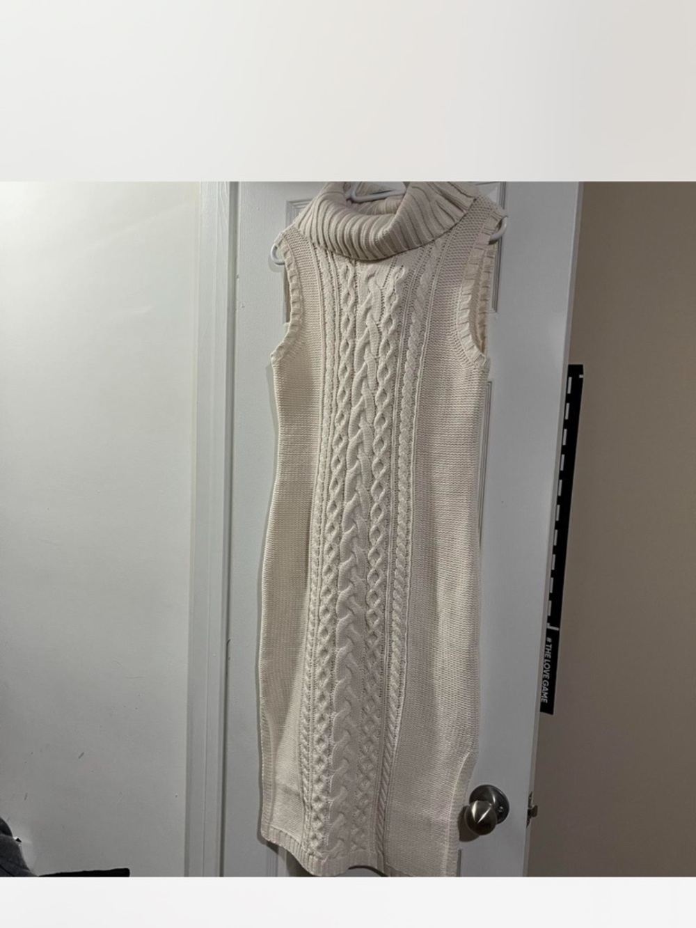 525 Sleeveless Cable Knit Turtleneck Sweater Dress - Cream M NWT